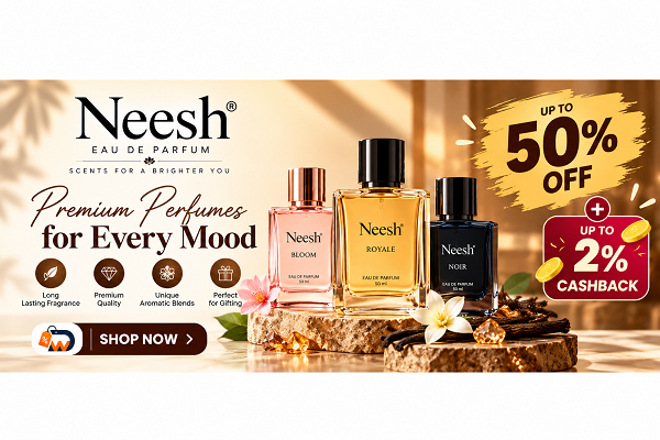 Neesh perfumes offers and cashback banner