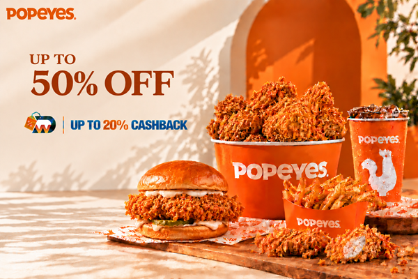 Popeyes offers and cashback banner