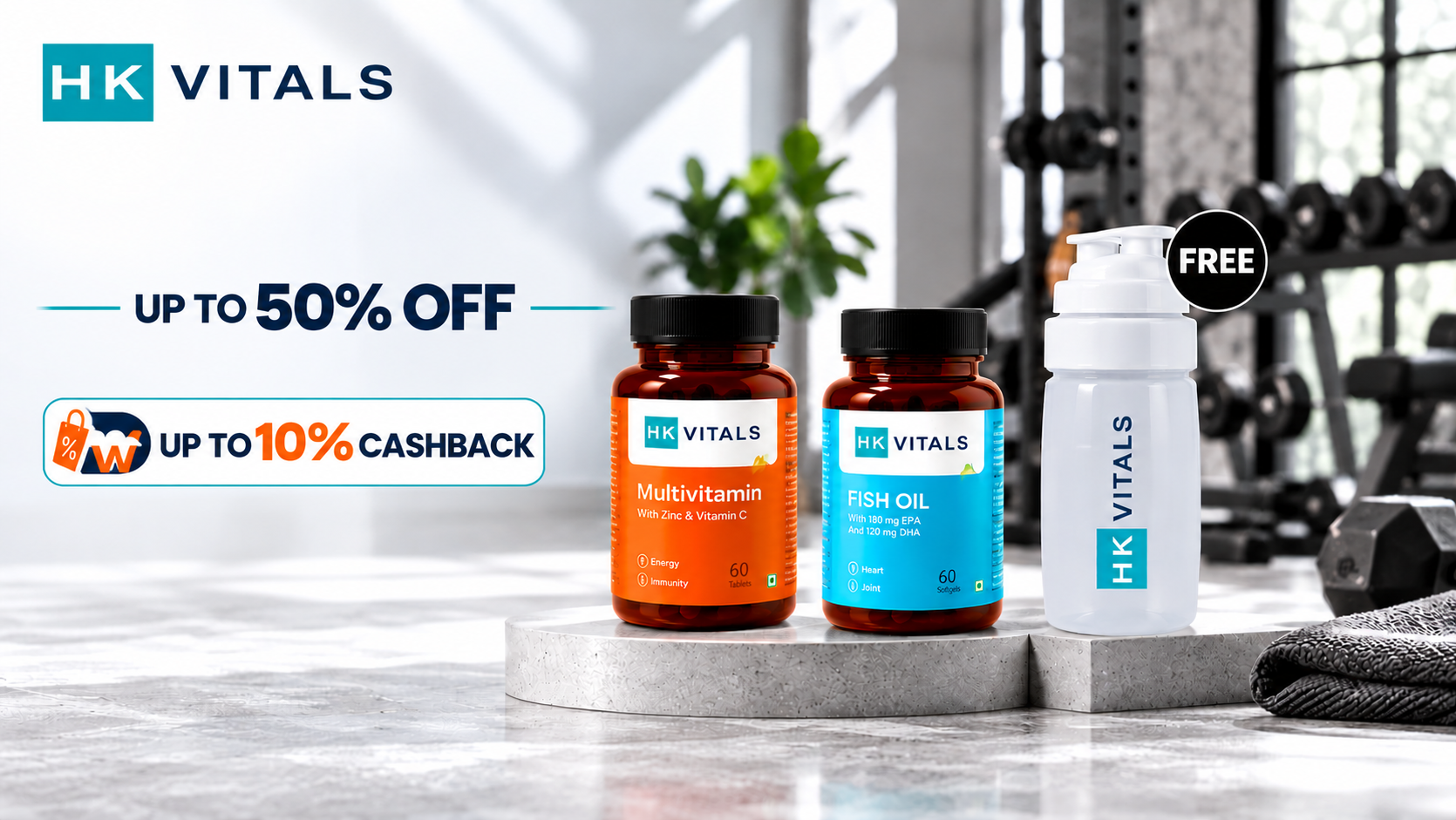HealthKart offers and cashback banner